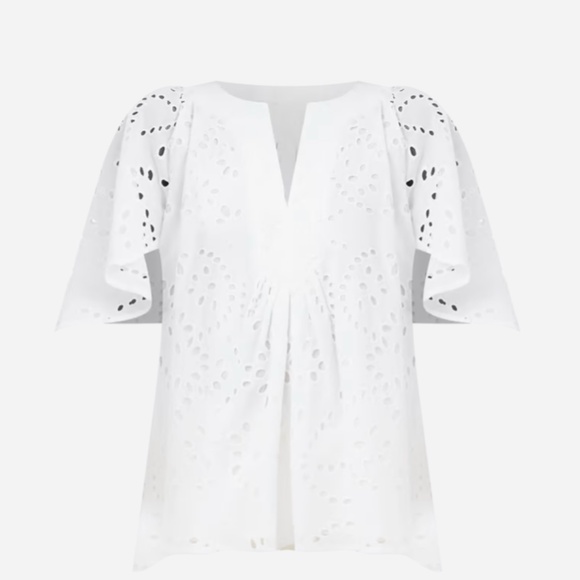 Tuckernuck Tops - TUCKERNUCK White Eyelet Finley Flutter Sleeve Top